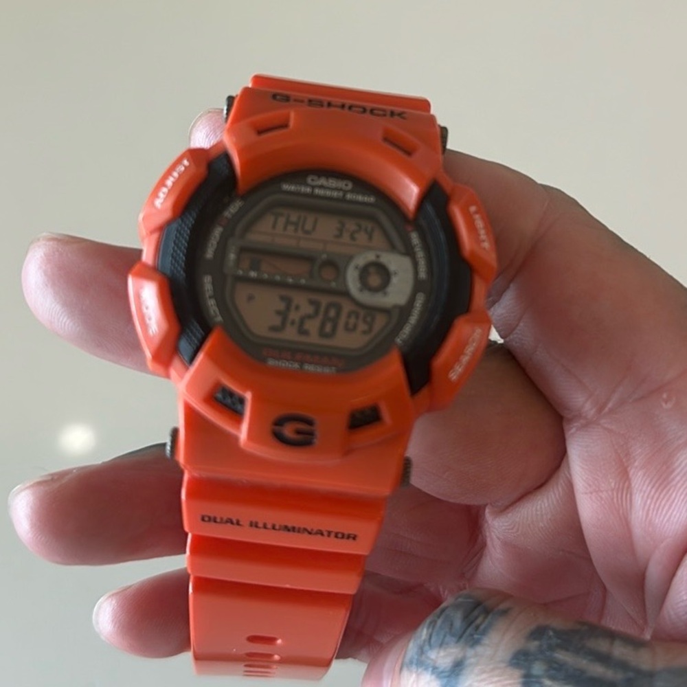 G-Shock Gulfman 9100R Rescue Orange- Titanium Back/ Solar Powered/ Rust Resist